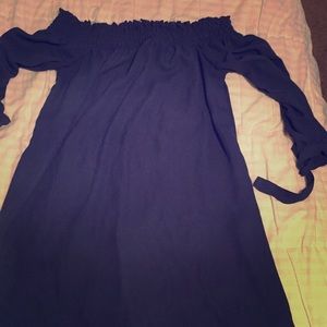 Navy blue off the shoulder dress